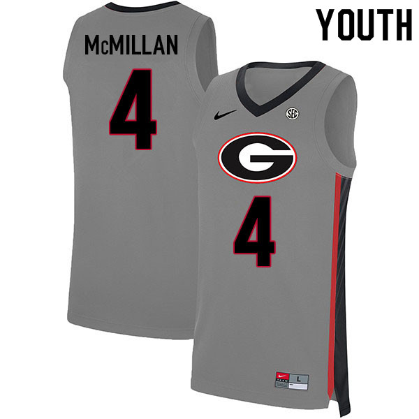 Youth #4 Tyron McMillan Georgia Bulldogs College Basketball Jerseys Sale-Gray